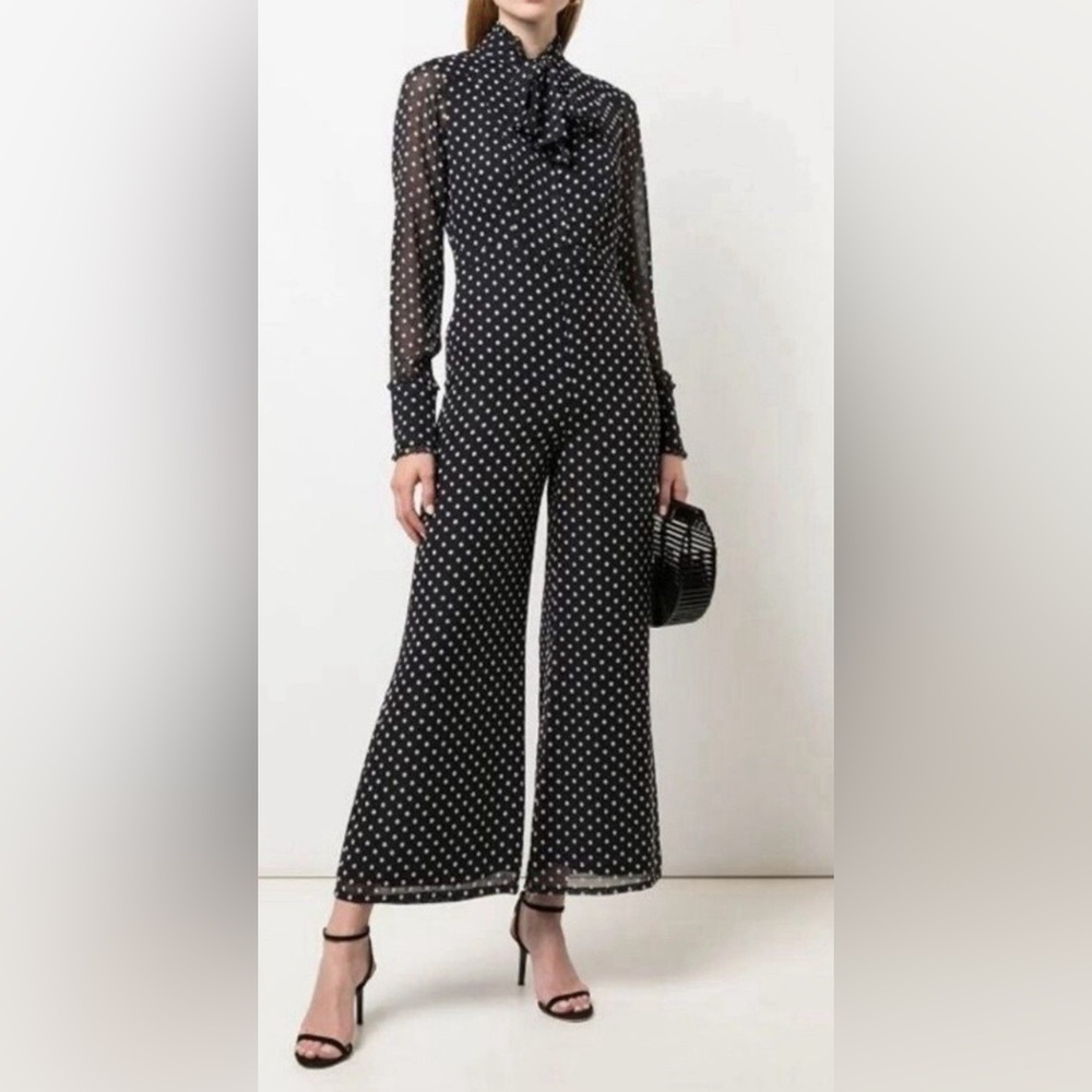 Alexis Davinia Black and White Polka Dot Wide Leg Jumpsuit